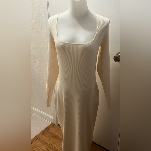 Rag & Bone Ivory White Long Sleeve Knit Sweater Dress Size L - Picture 4 of 13